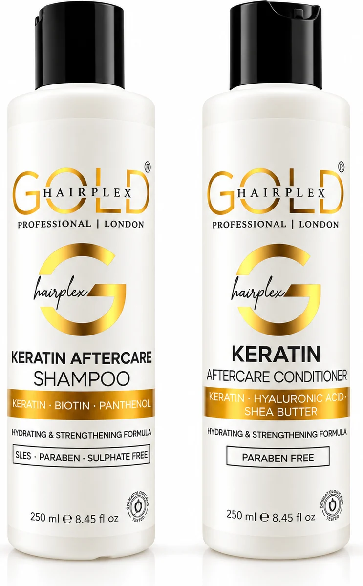 Gold HairPlex keratin aftercare shampoo and conditioner, 250 ml